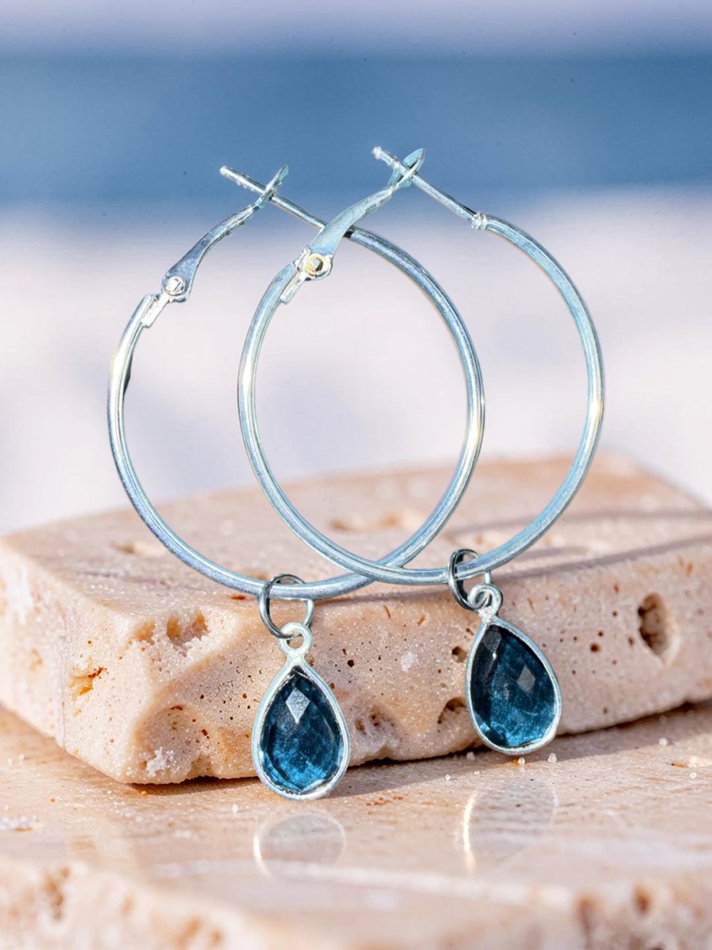 🤩Stunning Iolite 1.5” hoop earrings 💫